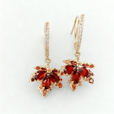 Golden Leaf Earrings with Zirconia
