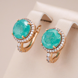 Elegant Gold Earrings with Turquoise and Opal