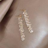 Gold Pendant Earrings with Zirconia