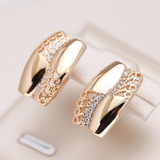 Elegant Gold Earrings with Sparkling Zirconia