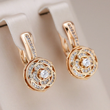 Elegant Round Earrings in Zirconia and Gold