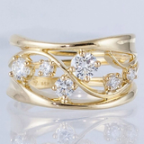 Elegant Gold-Plated Ring with Zirconias
