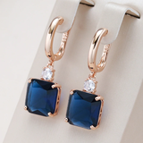 Elegant Dark Blue Cubic Crystal Earrings