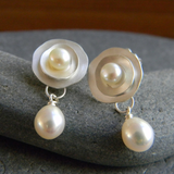 Vintage Silver Earrings with Pearls