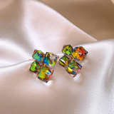 Multicoloured Zirconia Earrings in Elegant Gold