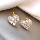 Elegant Earrings with Heart-Shaped Crystal