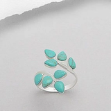 Vintage Ring with Turquoise Leaf