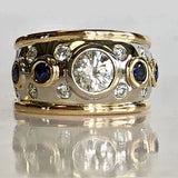 Vintage Ring with Gold Zirconia Inlays