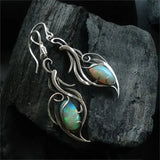 Vintage Blue Opal Earrings in Silver