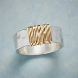 Boho Ring with Golden Threads