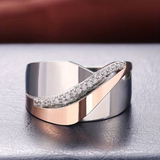 Vintage ring in rose gold and silver with zirconia
