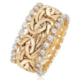Vintage Gold Braided Ring with Zirconia
