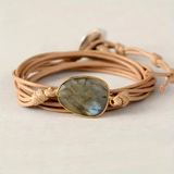 Vintage Leather Bracelet with Stones