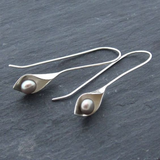 Vintage Earrings with Leaf and Pearl
