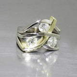 Vintage Ring in Gold and Silver with Zirconia