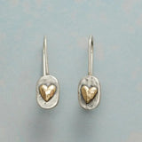 Gold Heart Earrings in Vintage Silver