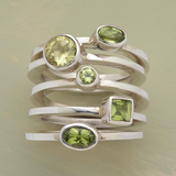 Vintage Green Glass Ring with Silver Layers