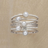 Vintage silver ring with pearl inlays