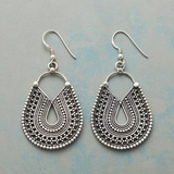 Vintage Silver Earrings with Mandala Pendant
