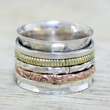 Vintage ring in gold and silver with rose