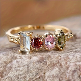 Vintage Ring with Colourful Crystals and Gold