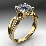 Vintage twisted gold ring with zirconia