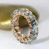 Vintage Ring with Blue and Gold Glass Inlays