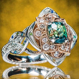 Silver Vintage Ring with Sparkling Flower