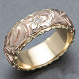 Vintage Ring with Golden Pink Flower