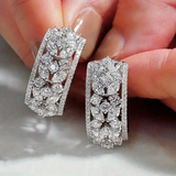 Rectangular Silver Earrings with Shine