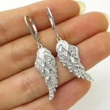 Silver Earrings with Shining Wings