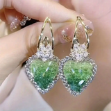 Bright Green Heart-Shaped Earrings