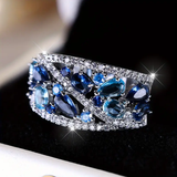 Vintage Silver Ring with Blue Sparkle