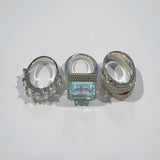 Vintage Silver Turquoise Glass Ring Set