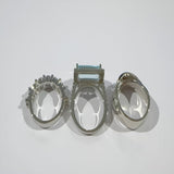 Vintage Silver Turquoise Glass Ring Set