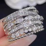 Vintage Layered Zirconia Silver Ring