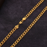 Vintage Flat Link Gold Curb Chain Necklace