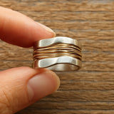 Silver Golden Threads Ring
