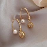Vintage Gold and Pearl Drop Earrings