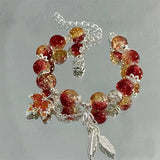 Bracelet with Silver Autumn Leaf and Butterfly