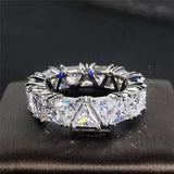 Vintage Silver Triangular Ring with Eternity Stones