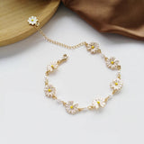 Vintage Bracelet with Pearls, Gold and White Flowers