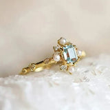 Vintage ring with sky-blue pearl