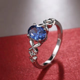 Vintage Silver Ring with Blue Crystal