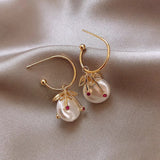 Vintage Gold and Cherry Pearl Earrings