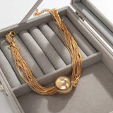 Vintage Necklace with Multicoloured Ball Pendant in Gold