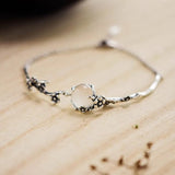 Vintage Silver Bracelet with Flower Branch