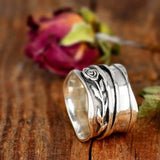 Floral Engraved Silver Ring