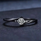 Vintage Ring in Black Gold with Crystal
