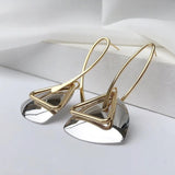 Retro silver triangular pendant and earrings with curved hook